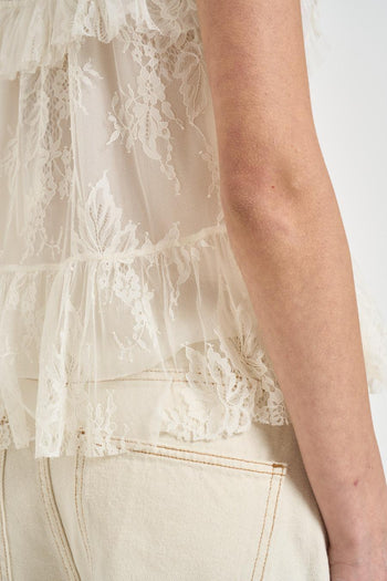 Top donna in pizzo avorio - 5
