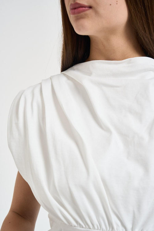 T-shirt donna drappeggiata bianca - 2