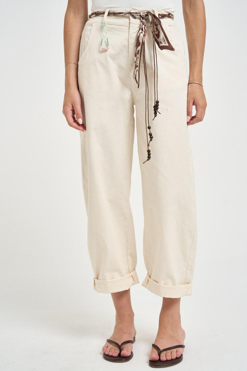 Pantalone donna bianco burro - 1