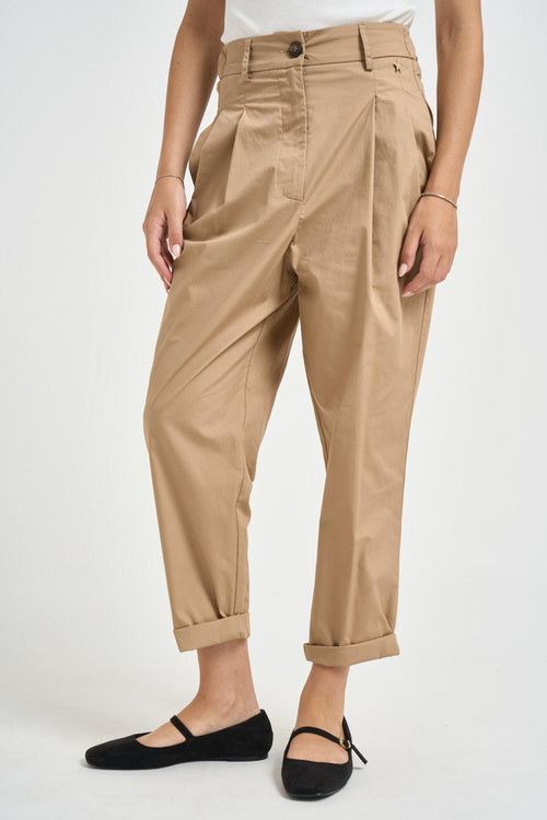 Pantaloni donna con pinces beige - 1