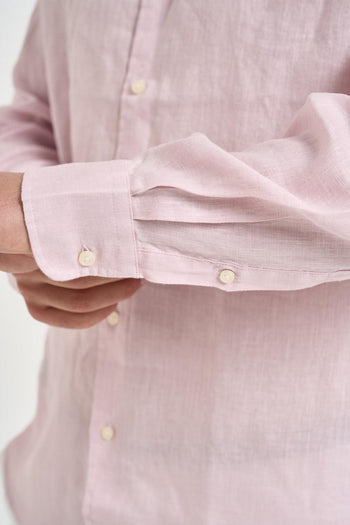 Camicia uomo in lino rosa - 3