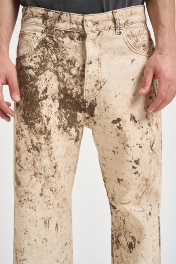 Jeans uomo wide leg delavé beige - 5