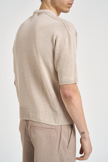Polo uomo in maglia beige - 4