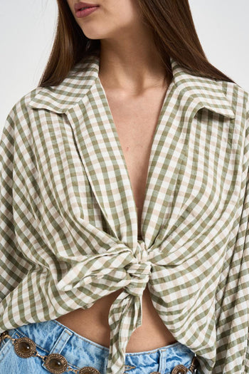 Camicia donna a quadretti verde - 3