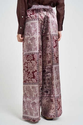 Pantalone donna fantasia bandana bordeaux - 3
