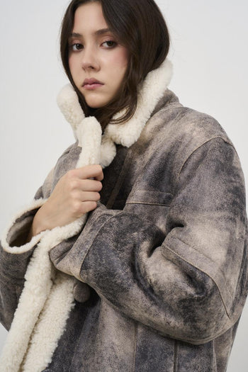 Giubbotto donna in ecomontone grigio vintage - 3