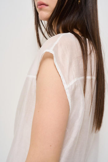 T-shirt donna scollo a barca bianco - 4