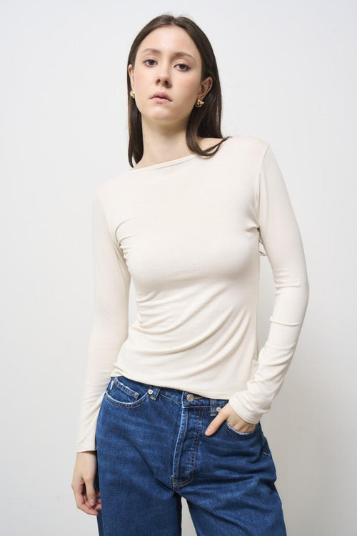 Women's cream sweater with cut-out on the back