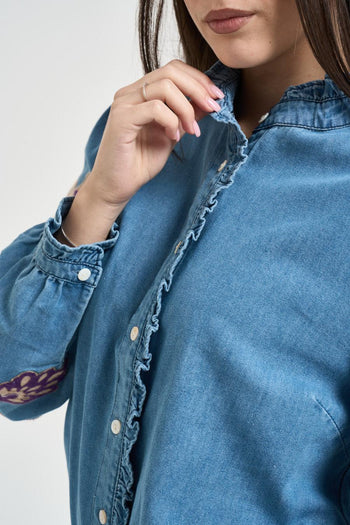 Camicia donna in denim con ricami - 4