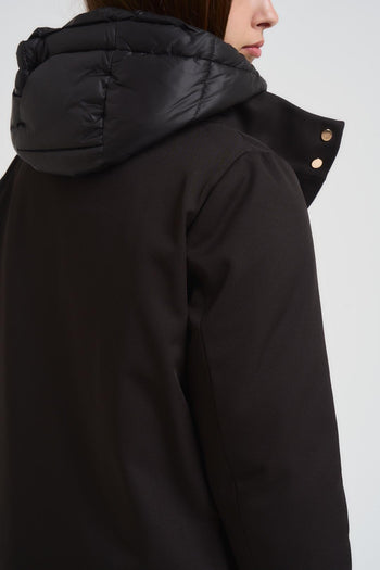 Giubbotto donna midi con pettorina nero - 5