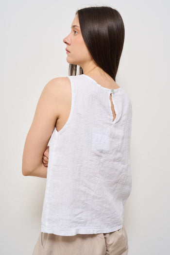 Top donna in lino bianco - 4