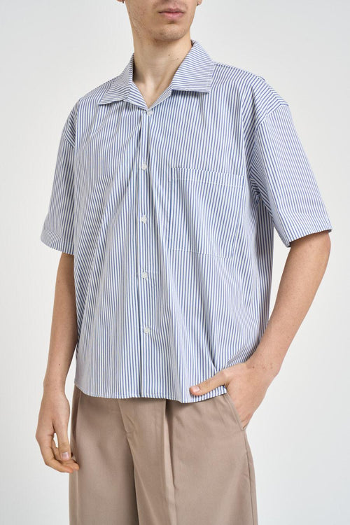 Camicia uomo a righe bianco e blu