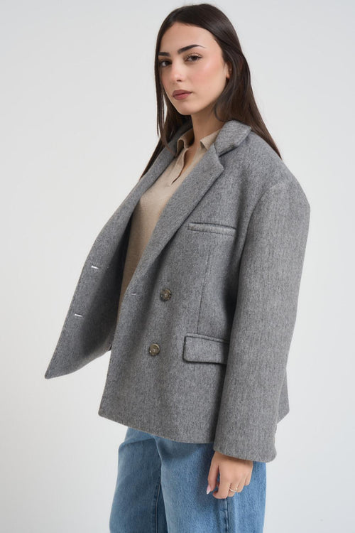 Giacca donna doppiopetto grigia - 2