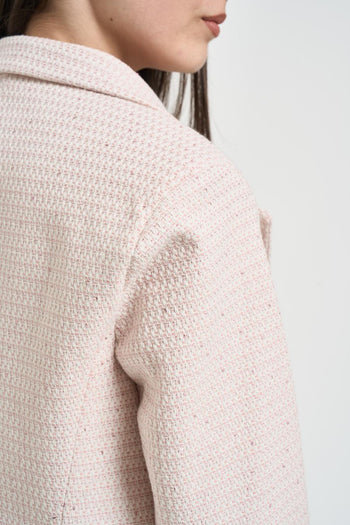 Blazer donna bouclé rosa cipria - 4