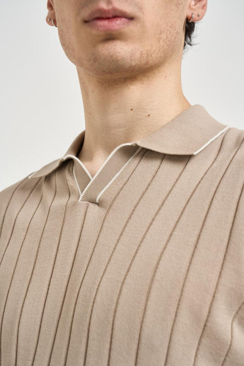 Polo uomo a coste beige - 2