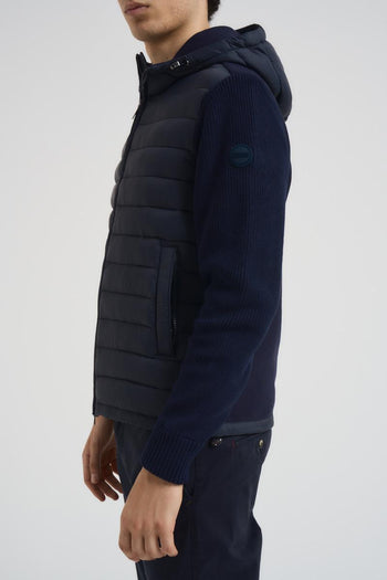 Piumino uomo con manica in maglia blu notte - 4
