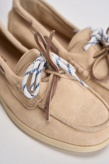 Mocassino donna da barca in suede rosa cipria - 4
