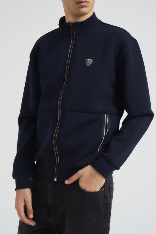 Felpa uomo con zip blu - 2