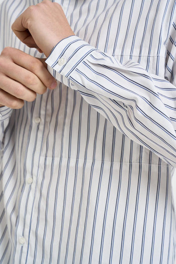 Camicia uomo bianca a righe blu - 4