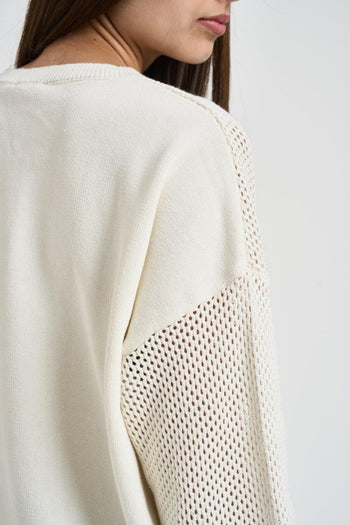 Maglia donna traforata panna - 4