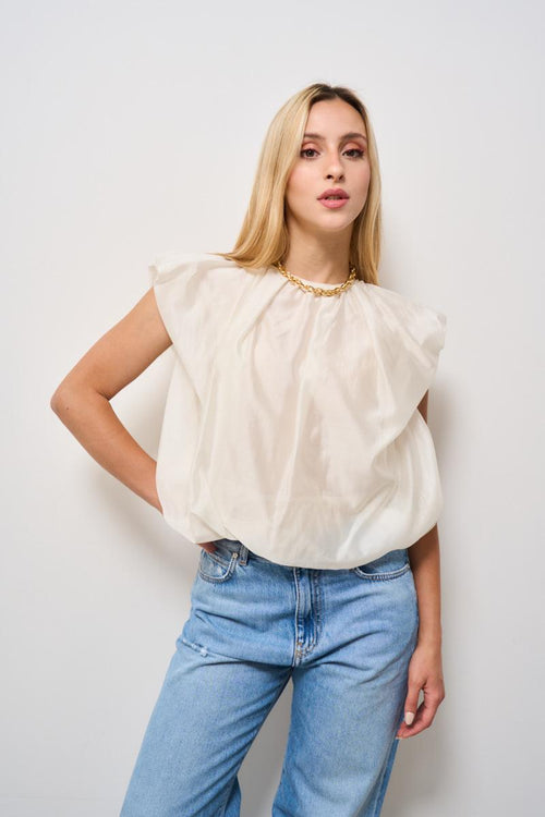 Top donna bianco girocollo