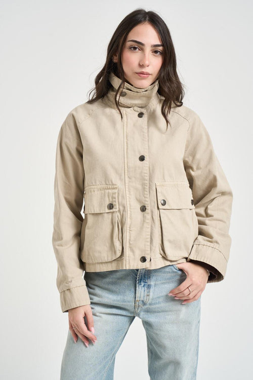 Giubbotto donna in tessuto sabbia