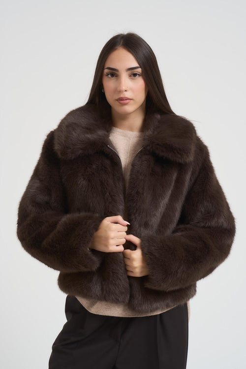 Cappotto donna in pelliccia marrone - 2