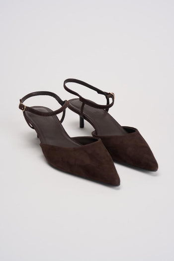 Slingback donna in suede marrone - 3