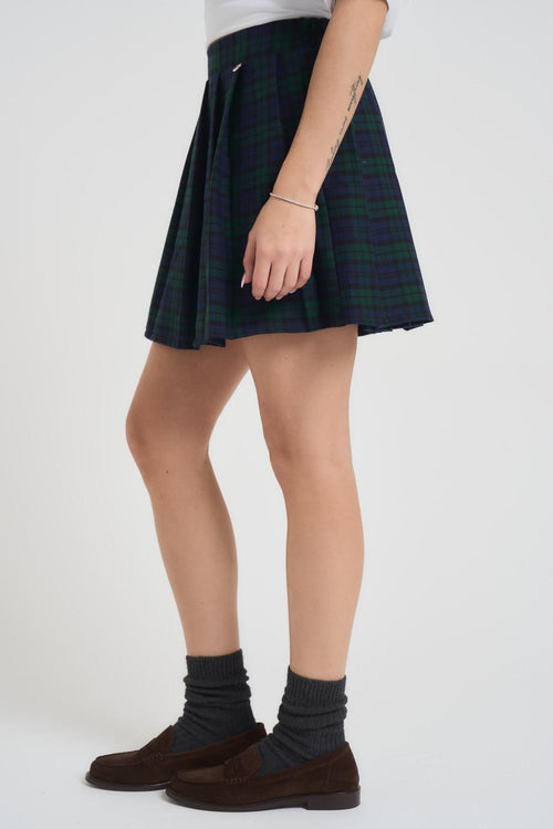Gonna donna plissettata tartan blu - 2