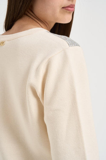 Maglia donna girocollo panna - 5