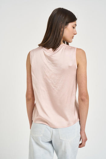 Top donna smanicato satinato rosa - 4