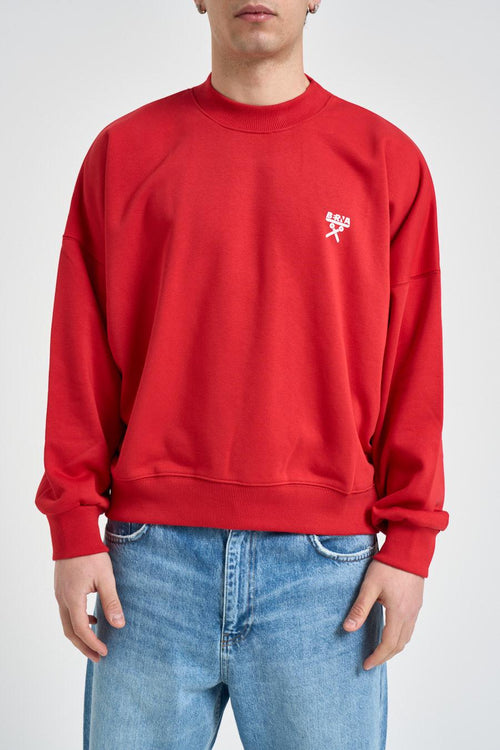 Felpa uomo girocollo rossa<BR/>