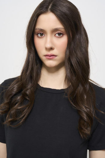 T-shirt donna nera girocollo - 3