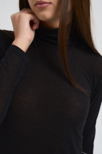 Maglia donna a collo alto nera - 3