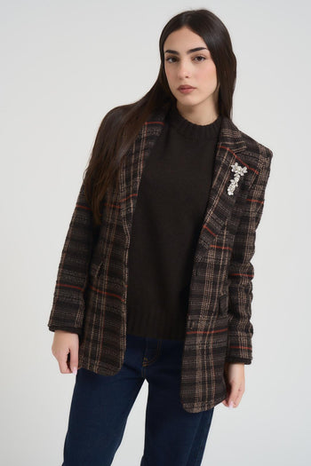 Giacca donna in check marrone - 7