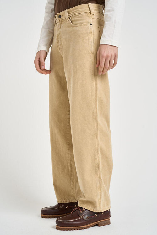 Jeans uomo wide leg in denim beige - 2
