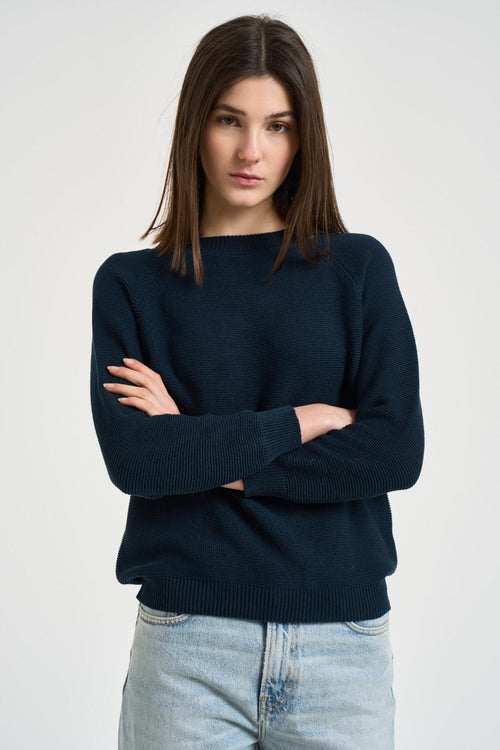 Maglia donna girocollo blu notte