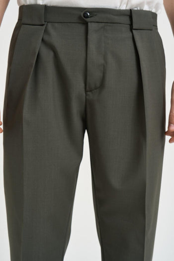 Pantalone uomo con pinces verde - 5