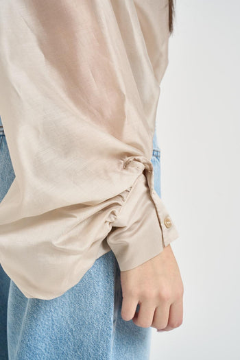 Camicia donna con fiocco beige - 4