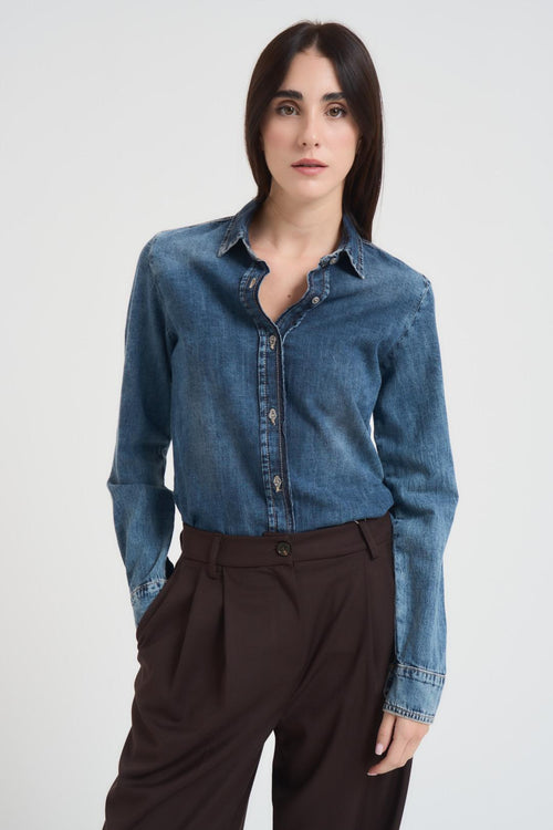 Camicia donna blu denim