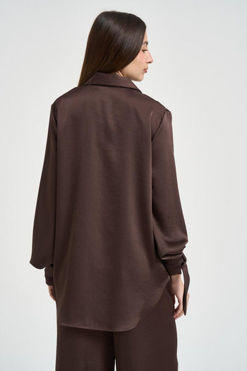 Camicia donna con fiocchetti marrone - 5