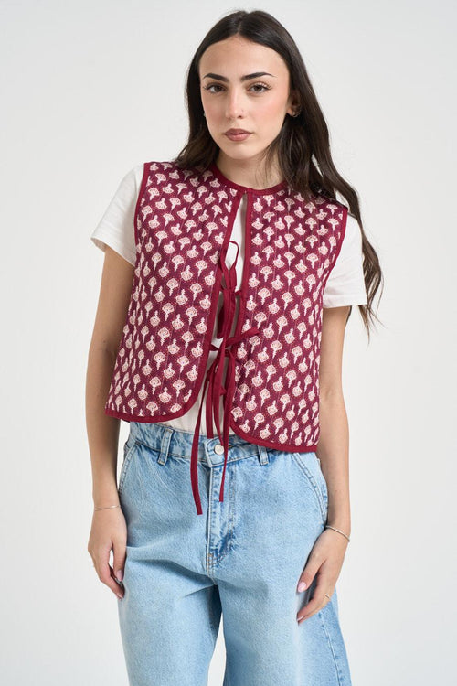 Gilet donna trapuntato reversibile bordeaux - 2