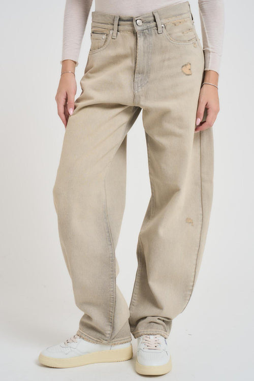 Jeans donna balloon slavato beige