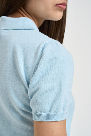 Polo donna in maglia celeste - 4