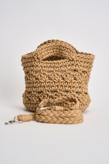 Borsa donna in corda intrecciata beige - 5