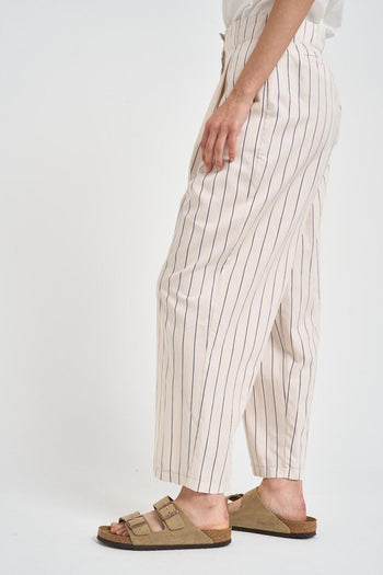 Pantalone donna panna a righe blu - 3