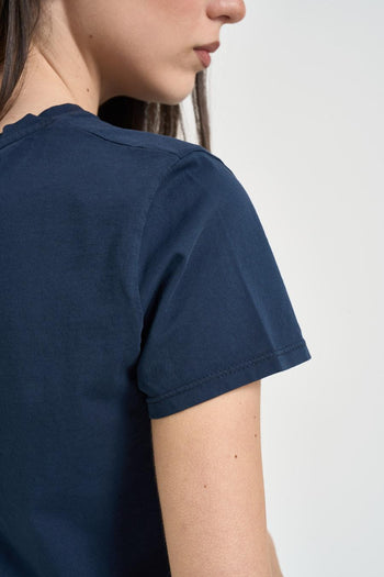 T-shirt donna girocollo blu - 4