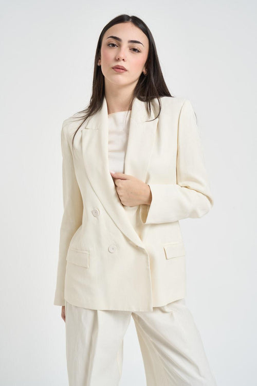 Giacca donna doppiopetto panna - 2