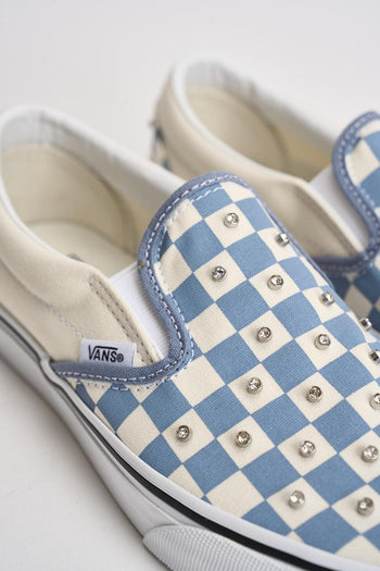 Sneakers donna Classic slip-on scacchi celeste - 5