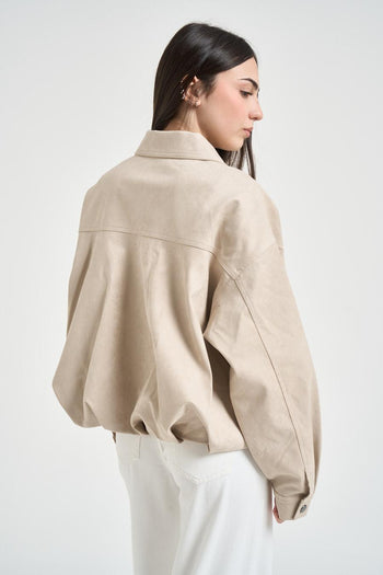 Giubbotto donna vita arricciata beige - 3